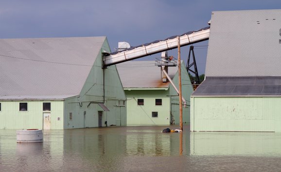 Flooded agricultural buildings