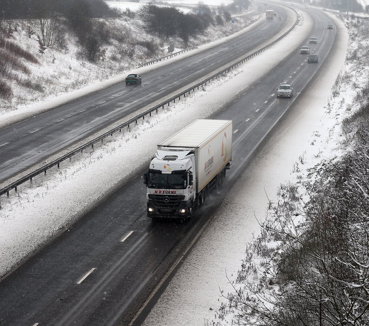 truck snowy road